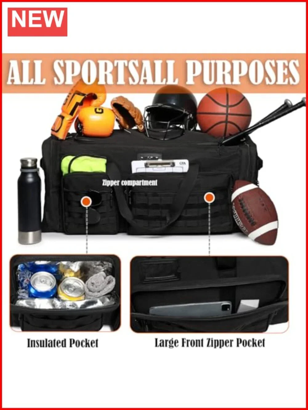 130L Extra Large Heavy Duty Duffle Bag with Shoe Compartment